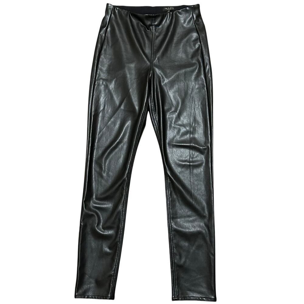 Rag & Bone Womens Nina Faux Leather Pull On Skinny Pants Size M Black